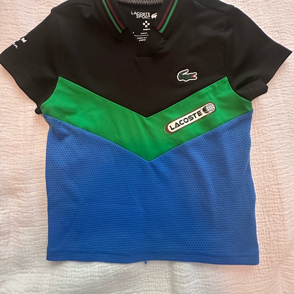 Blue and green Lacoste polo shirt